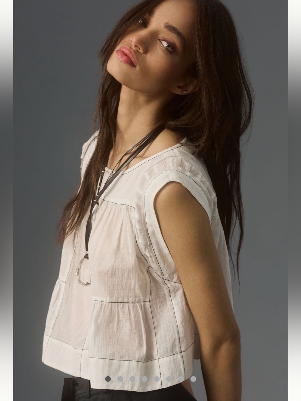 By Anthropologie Cream Ivory Babydoll Sleeveless Tank - Picture 2 of 15